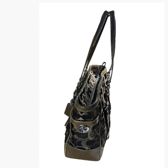 Coach Gallery Optic Signature Tote Bag Vintage Chocolate Monogram Canvas EUC - Picture 5 of 16